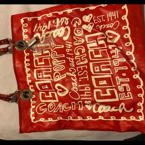 Authentic Rare Red & White Coach Tote
